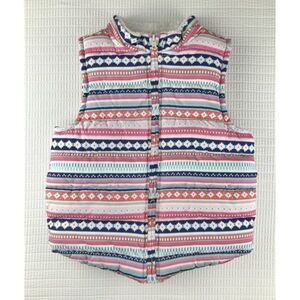 Gymboree Girls Puffer Vest Medium 7/8 Fleece Lined Full Zip Fair Isle Hearts